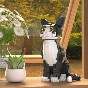 Adorable Milk Cat Building Blocks, DIY Assembly Toy, Pet Decoration, Gift Model, Abs Material, Christmas, Thanksgiving, Birthday Present, Building Blocks Set