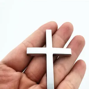 Christian Cross Sticker with Chrome Finish Universal Fit for Cars Motorcycles & SUVs Durable Zinc Alloy Faith Symbol Adhesive 2.6" x 1.85" Vehicle Decor for Thanksgiving Black Friday Cyber Monday Christmas Gifts