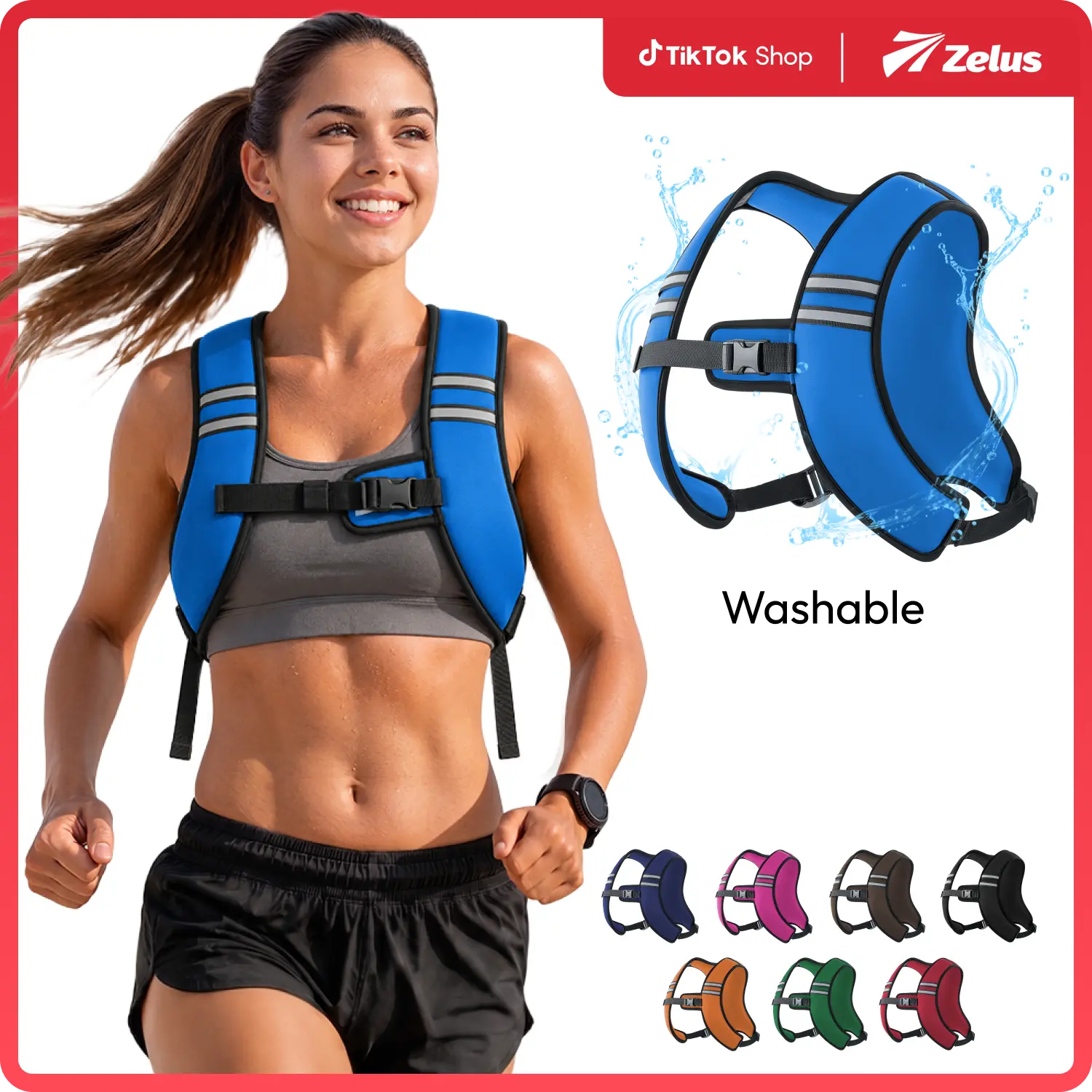 【SummerSale】ZELUS Z-Fit Weighted Vests, 5/10/15lbs Rucking Vest with Z-fit Washable Fabric&Reflective Stripes & Adjustable Straps for Men & Women: Motivational Walking, Running, Weight Training, Jogging |#TikTokShopDealsforYouDays #SummerWins