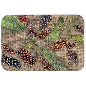 212 MAIN Large Size Glass Material Chopping Board - Pine Cones Design, 15H x 12L in., Kitchen Use for Knives