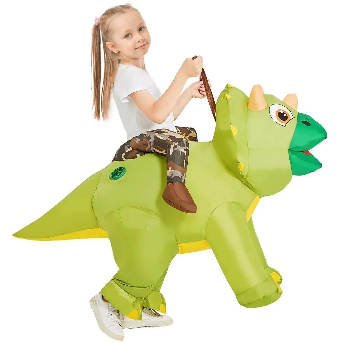 GOOSH Women's Funny Diplodocus Inflatable Halloween Costume - Waterproof Party Wear with Inflated Top, Corset, Cute Pocket, 3-3.6ft Baby-Friendly Fit, Detachable Battery Box, Sturdy Stitching, Adjustable Strap, Costumes, Children