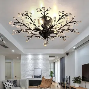 Senyu Crystal Chandeliers Leaf & Firefly Design for Living Room Dining Room Study Bedroom Indoor Decor Elegant Versatile Lighting Solution