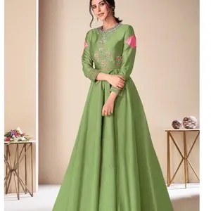 Clearance sale: women’s long gown with embroidery work. One piece dress. Gown length 57”