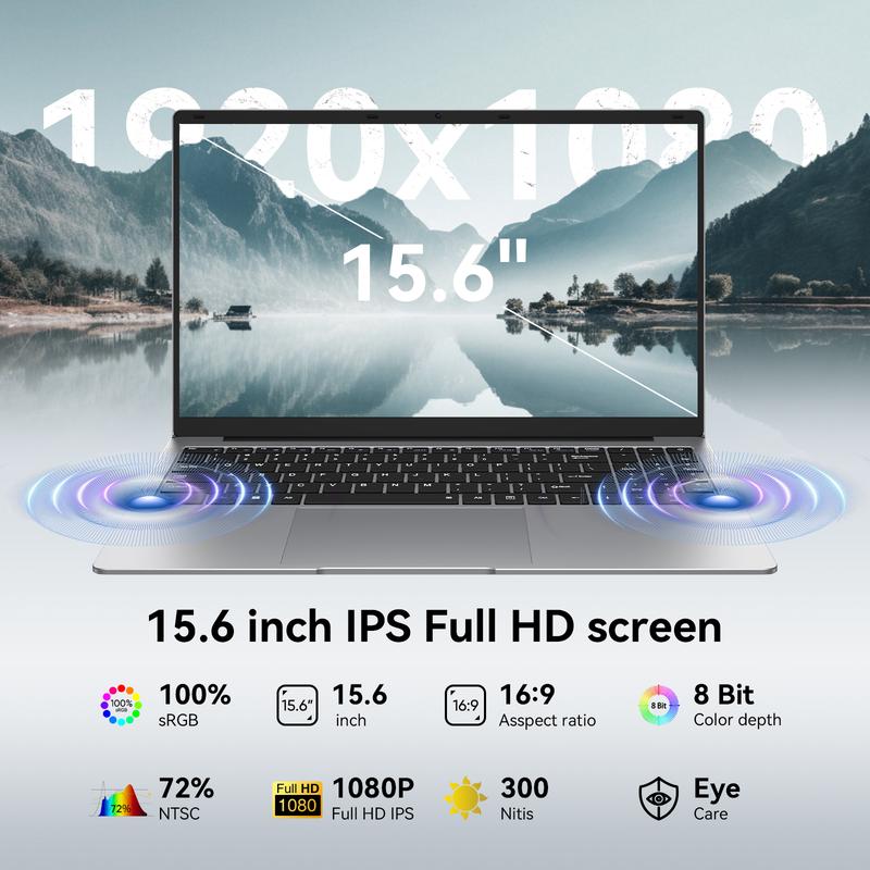 Essential Laptop 15.6" FHD Display Intel Celeron N4000 8GB RAM 256GB SSD Windows 11 Pro for Student Online Class Home Netflix Lightweight Portable