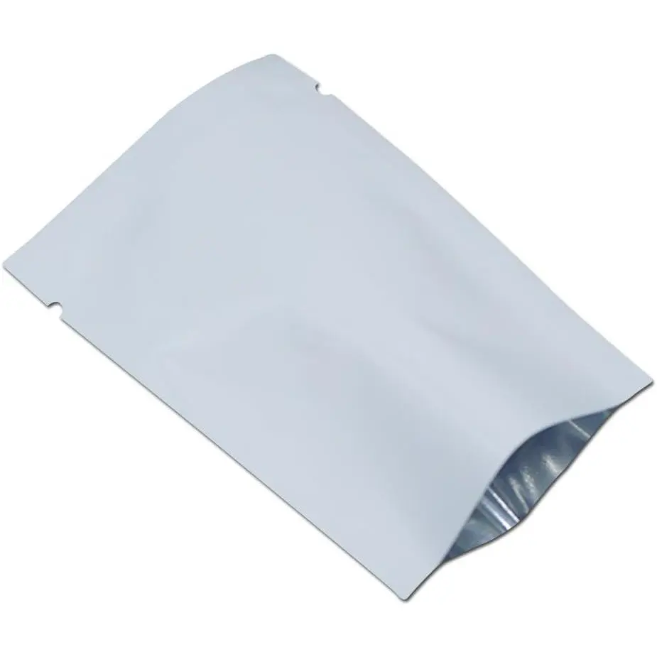 200 count White Metallic Mylar Foil Open Top Sealable Bags 2.4x3.5 inch (Inside Size 2x3.1 inch) Vacuum Heat Seal Pouches for  Storage Packaging with  Notches
