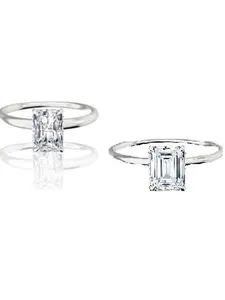 #07 (Emerald & Radiant 3CT) 925 Sterling Silver Synthetic Moissanite Ring