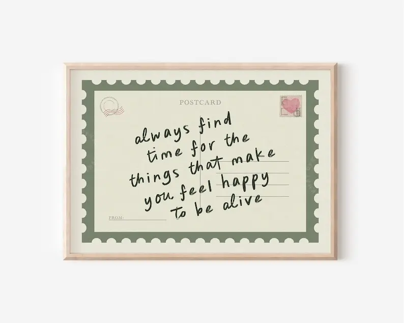 Horizontal Green Unframed Postcard Print - Retro Home Decor Wall Art, Positive Message Card, Warm Vibe Decor (11x17, 12x18, 16x24 Sizes) Ships in Shipping Tube