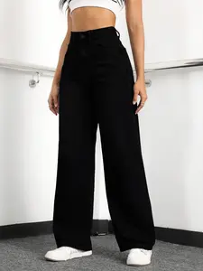 Women's High-Waisted Wide-Leg Loose Stretch Boyfriend  Lightblue Minimalist Basic Bottoms for Daily Wear japanese  cuff   kris  vervet winter fashion comfortable slim jean seven mankind Casual Style Womenswear new spring woman