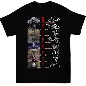 Slipknot Band Signed Shirt Funny Black Cotton Tee Vintage Gift For Men Women