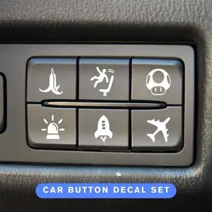 Funny Car Accessories - 6 Interior Car Button Decals for Cars and Trucks