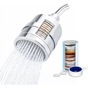 15 Stage High  Hard Water Shower  Filter for Hair Fall Control and  Care, Water Softener Filtered Showerhead to Remove Chlorine and Fluoride, 360 Swivel Chrome Shower System