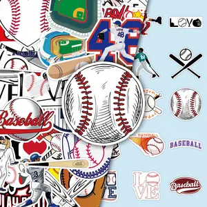 Baseball Themed Sticker, 50pcs Self Adhesive Decor Paper, Decor Sticker for Gift Greeting Card Water Bottle Laptop Phone
