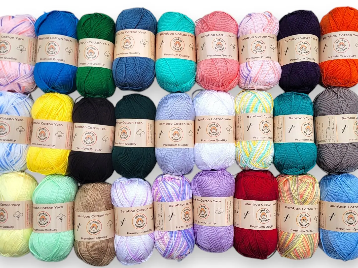 Bamboo Cotton Yarn (Pack of 10) by Yonkey Monkey Bamboo Cotton Yarn (Pack of 10) by Yonkey Monkey