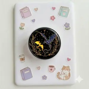 Magnetic Phone Grip Celestial Starry Dragons, Magsafe Compatible Kindle Holder, Dark Romantasy Aesthetic Print, Gift for Readers, Strong Magnet