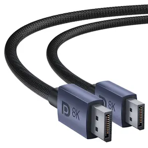 8K DisplayPort Cable 6.6FT, DP 1.4 Braided Cable (VESA Certified, Support HDR/HDCP/FreeSync/G-Sync, 8K@60Hz, 4K@60Hz/120Hz/240Hz, 2K@120Hz/165Hz/240Hz), 32.4Gbps High Refresh Rate for Gaming Monitor/Graphics/PC