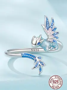 925 Sterling Silver Cute Dragon Design Cuff Ring, Adjustable Ring for Women & Girls, Fashion Jewelry for Party, Daily Decor, Trendy All-match & Exquisite Jewelry for Birthday Gift