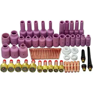 TIG  Gas Lens Collet  Alumina Nozzle Ceramic Cups Assorted Size Kit Fit QQ300 PTA DB SR WP 17 18 26 TIG Welding  67 count