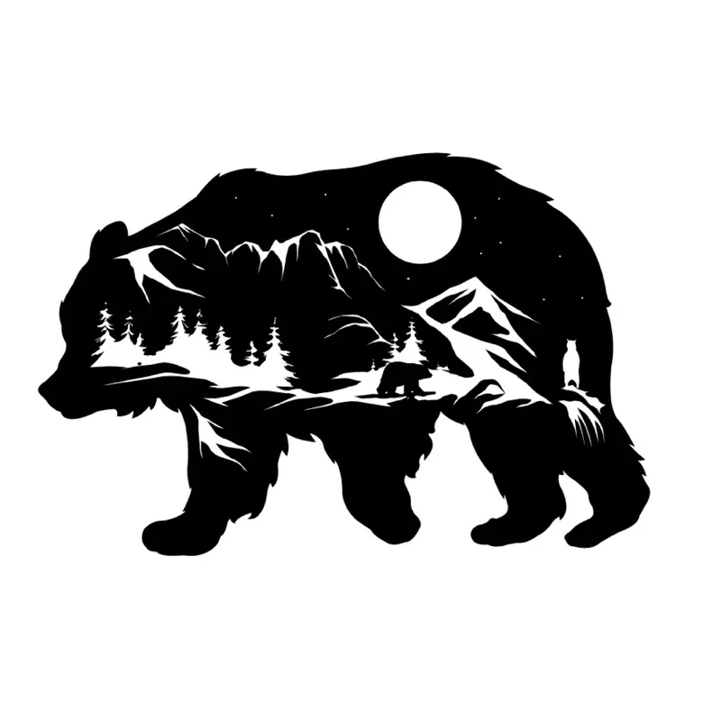 Wilderness Bear Decal - Permanent Vinyl Sticker for Personalization & Business Promotion - Customizable Size & Color - Easy Application & Removal