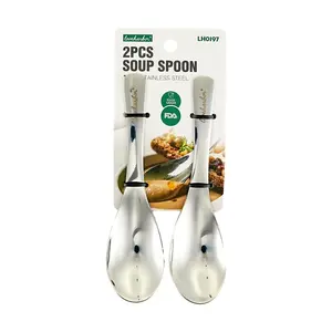 Love Harbor Thickened Stainless Steel Ladle Soup Spoon Set - 2 Pcs, Long Handle for Serving Soup & Porridge Love Harbor Thickened Stainless Steel Ladle Soup Spoon Set - 2 Pcs, Long Handle for Serving Soup & Porridge