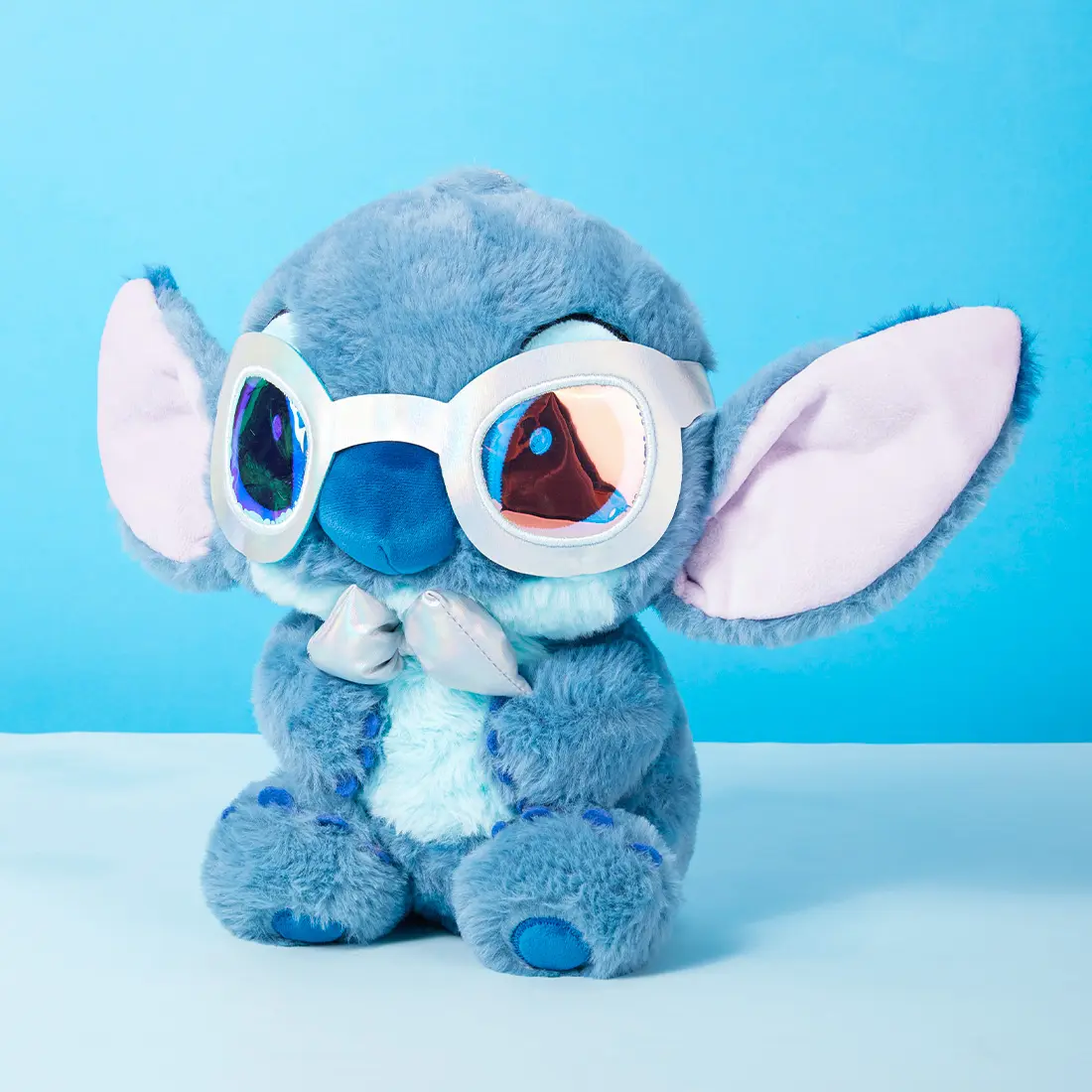 Disney Series Laser Punk Stitch Plush Toy 11" Seated Holographic Series Suit Stitch Star Angel Cyber Style Soft Stuffed Doll Cute Disney Gift for Kids Fans Room Decor