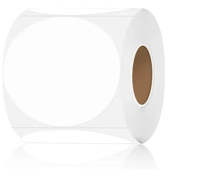 3-inch Round Direct Thermal Label Paper, Self-Adhesive Round Shape Stickers (750 Labels/Roll), Waterproof, Water-Oil Resistant, Ample Options for Winter Clothing Labeling, Office Stationery Supplies, 750/Roll