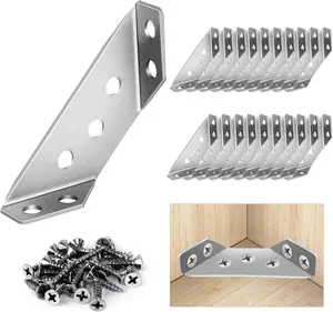 Heavy-Duty Furniture Corner Brackets 20PCS Sturdy for Long-Term Reinforcement Quick Install Complete with Wood Drywall Screws