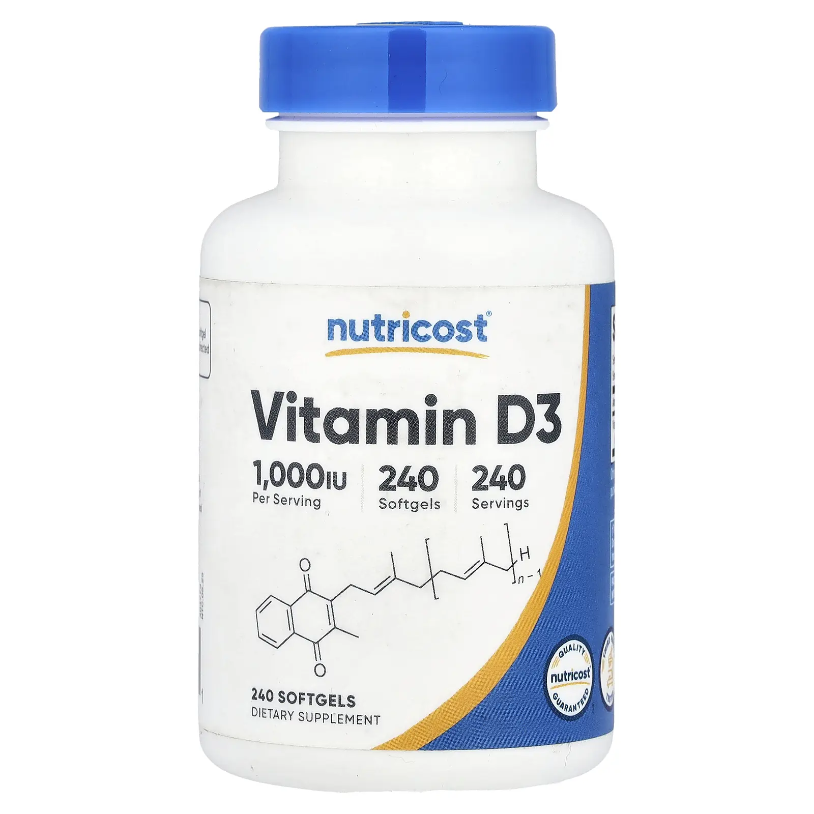 Nutricost Vitamin D3, 25 mcg (1,000 IU), 240 Softgels