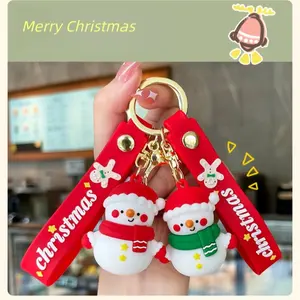 1 pcs Cute Christmas Snowman Key chain, Santa Claus Key ring, Cartoon Car Pendant, Backpack Decoration, Holiday Gift, Xmas Decorations , Car decoration, Keychain Kawaii