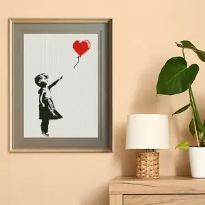 Banksy Girl with Balloon Diamond Painting Kit, Squares Diamonds, Full Drill Mosaic Wall Art, Famous Street Art, Modern Home Decor, Banksy, Wall Decor, Without Frame