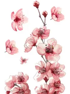 3 PCS Red Cherry Blossom Car Decal Sticker, Sakura Red Blossom Flower Design Vinyl Sticker, for Window, Bumper, Mirror, Hard case, Floral Flower Waterproof Decoration