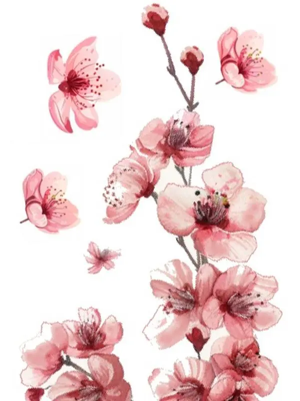3 PCS Red Cherry Blossom Car Decal Sticker, Sakura Red Blossom Flower Design Vinyl Sticker, for Window, Bumper, Mirror, Hard case, Floral Flower Waterproof Decoration
