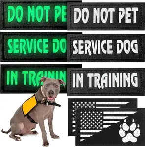 8-Pack Reflective Service Dog Vest Patches - "Do Not Pet" in Training Harness, Removable Tactical Dog Vest Patches with Printed Paw Design (Classic Patterns, 4.3 x 1.6 Inches)