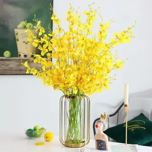 10pcs Artificial Dancing Orchid Fake Flowers, Lifelike Artificial Flower, Silk Plastic Dried Flower Bouquet, Home Decoration Landscape, Fake Plastic Plants