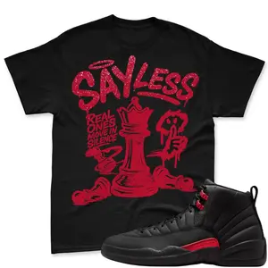 AJ 12 Bloodline Black Varsity Red Match Shirt, Sayless Graphic Tee, 90s HipHop Tee, Unisex T-Shirt, Cozy Gift
