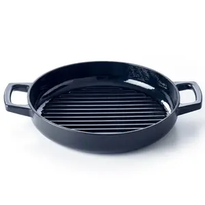 Alva 11" Nori Ceramic-Coated Cast Iron Nonstick Grill Pan with Handles, Non-Toxic Lead & Cadmium-Free Utility Cookware for Stove, Oven, Induction