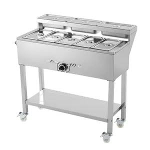 vevor Commercial Propane Steam Table Food Warmer 5 Food Pans & 3 Condiment Pans