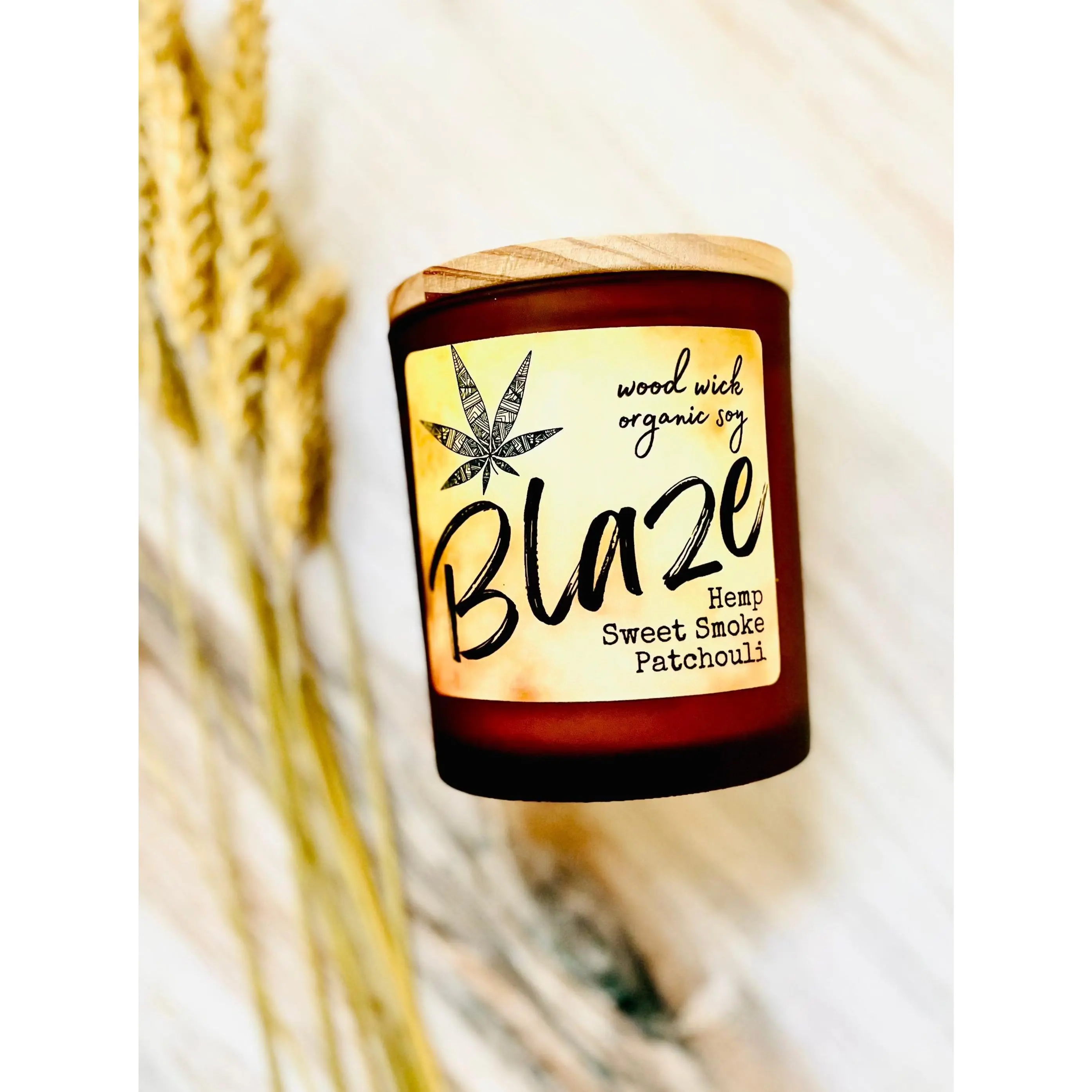 SOY Candle - Blaze Scent - NAMASTE COLLECTION - wood wick