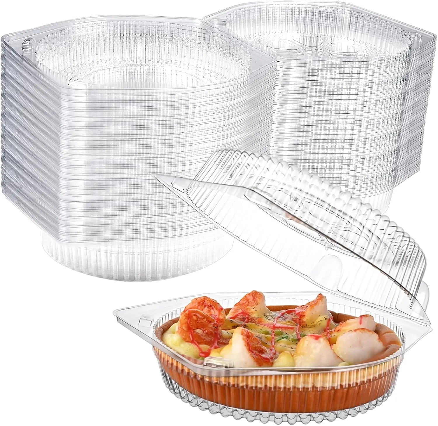 40PCS Clear Plastic Dessert Containers with Hinged Lids, Perfect for Transporting Pies, Flans, Doughnuts, Cookies, Salads, Fruits, And Vegetables - Each Container Measures 6 Inches