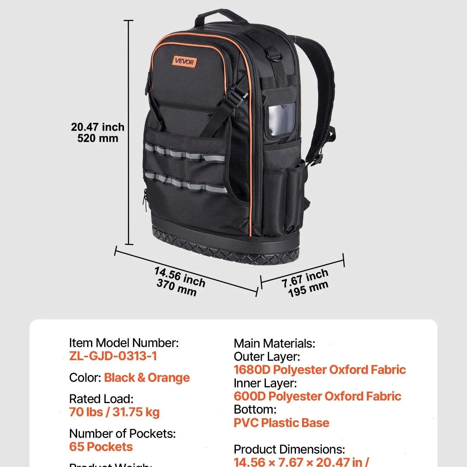 65 Pockets【Without Tools】