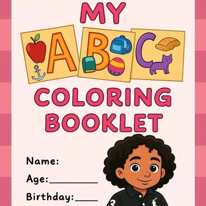 My ABC Coloring Booklet for Kids - Name Age Birthday Fields Included - Fun Coloring Pages for Children's Activities