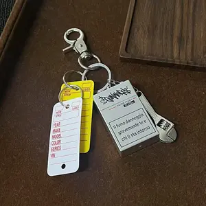 Creative Mini Pocket Ashtray Keychain Serenity Prayer Card & Wrench Charm Edgy Clean Fit Streetwear Accessory