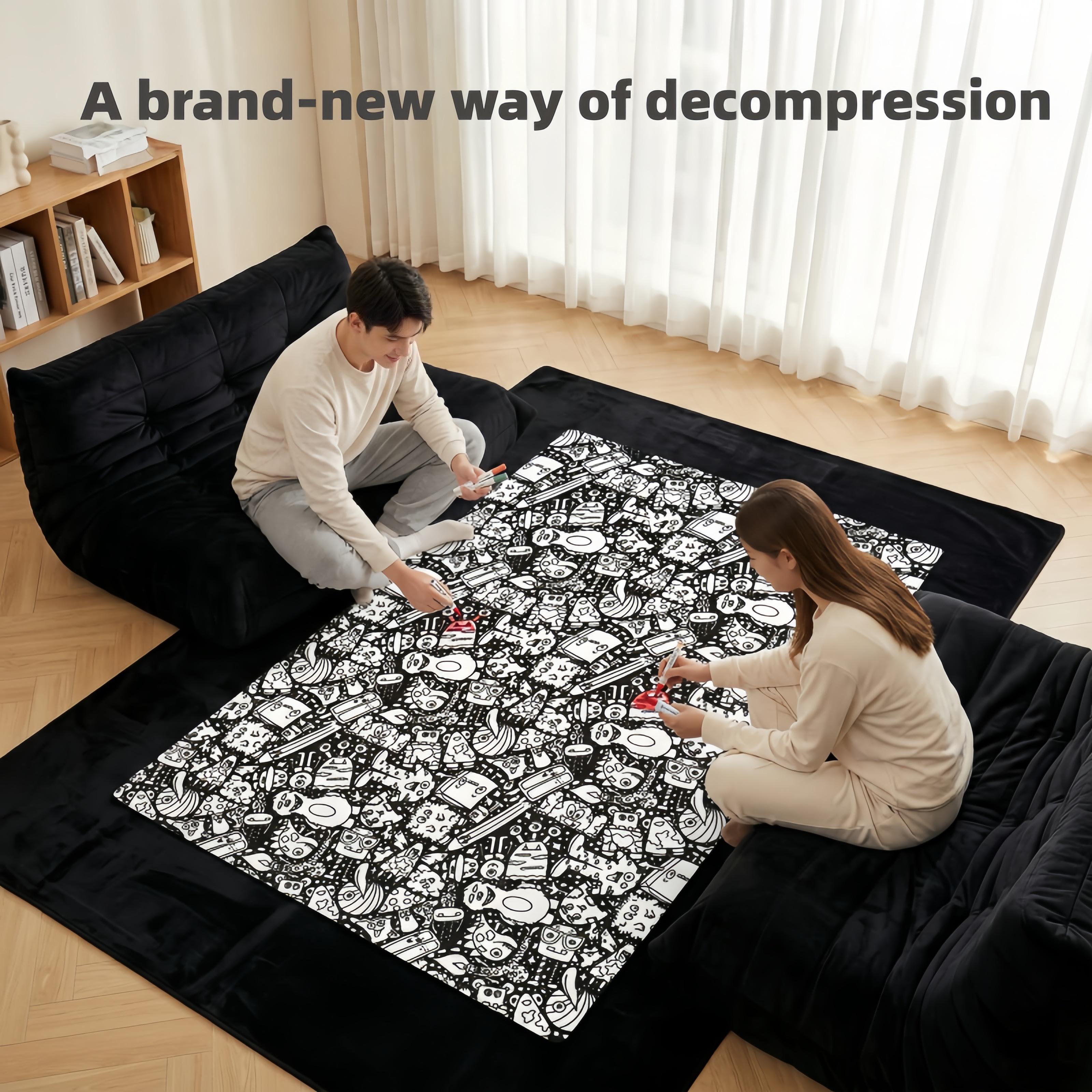 DIY Color Your Own Blanket with 24  Markers, Customizable Fuzzy Velvet Blanket for Creative Personalization, Artistic Home Decor & Cozy Gift Idea