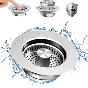 TioLooxy Upgraded Pop-Up Sink Drain Stopper with Strainer – SUS 304  Steel No Clogging Easy to Clean stainless kitchen anti-clogging basket