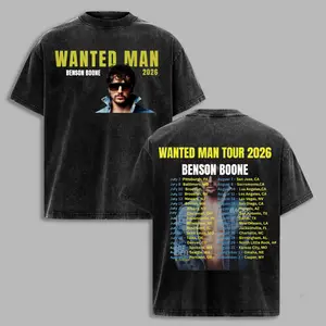 Benson Boone Wanted Man Tour 2026 T-Shirt – Vintage Wash Concert Graphic Tee, bensonboone, wantedman, tour2026, vintagetee, y2kfashion, washtee, ootd