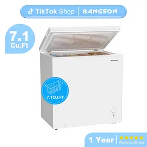 BANGSON 7.1 Cu.Ft Chest Freezer With Removable Basket, Deep Freezer with Adjustable Thermostat, Top Open Door Freezer with Removable Basket, Quiet Operation, Ideal for Kitchen/Apartment/Office, Gift Idea, Christmas Gift