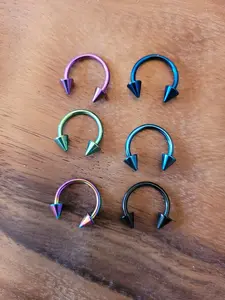 Titanium Steel Spike Cone Pincher Ear Taper Horseshoes Gauges Septum Ring 2g 4g 6g 8g 10g 12g 14g pink blue black green jewelry piercing