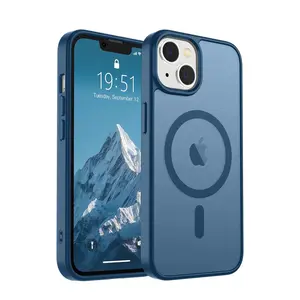 Magnetic for iPhone 17 Pro Max 16 15 14 Plus 11 12 13 Pro Max Case (Compatible with MagSafe) (Military Grade Drop Protection) Slim Translucent Matte Shockproof Phone Cover,Deep Blue
