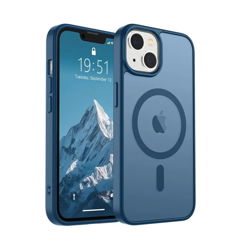 Magnetic TPU Protective Cellphone Case - MagSafe-Compatible, for iPhone 11,12,13 Pro Max,14 Plus,15,16,17 Pro Max, Military Grade Drop Protection, Slim Translucent Matte Shockproof, Wireless Charging Support, Camera-Safe, Deep Blue Mobile Accessory