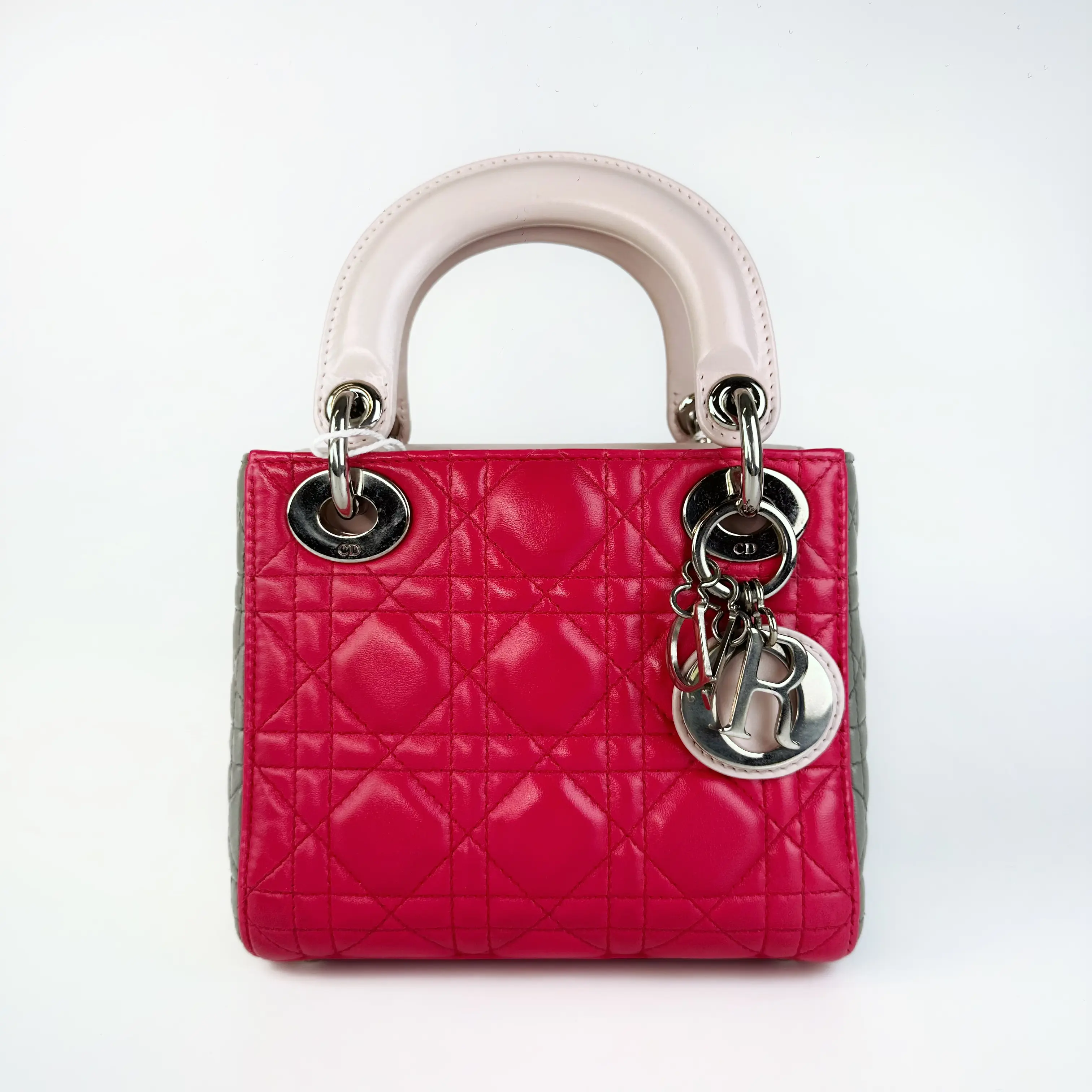 Pre-owned Dior Christian Mini Tricolor Lady Handbag [585] Aesthetic Handbag, Bags with Handles, Silver Fashion Purses