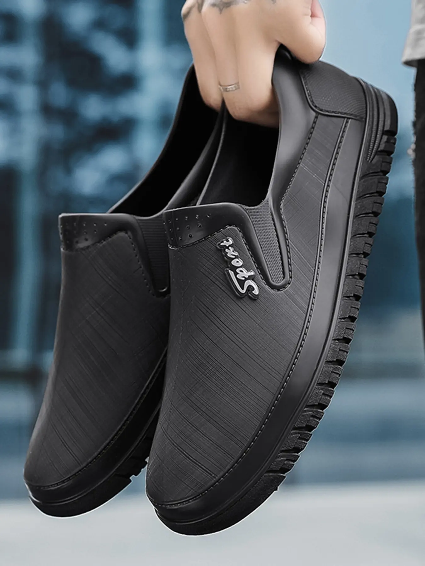 2026 New Men's Solid Color Fashion Trendy Water Bottom Rain Shoes, Waterproof Footwear, Anti slip Large Bottom Waterproof and Wear resistant, High quality Lightweight Design Outdoor Work Fishing and Sea Going Shoes Casual Shoes